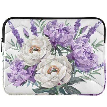Imagem de Peônias buquê lavanda bufante capa para laptop linda capa para notebook estética capa universal 13 capas para laptop 14 polegadas