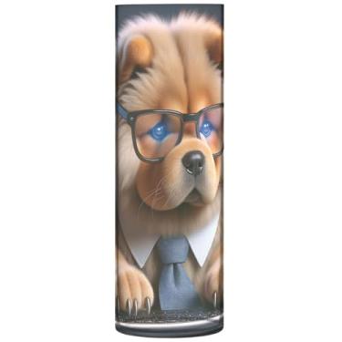 Imagem de Chow Chow Puppy Vasos cilíndricos decorativos para cães fofos para flores, vasos de plástico e plantadores, decoração de mesa moderna floral personalizada, 30 cm x 9,9 cm