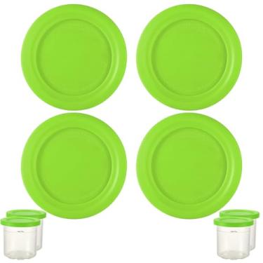 Imagem de 4 peças de tampas para copos de sorvete, recipiente redondo de silicone de 11,5 cm de diâmetro, acessórios para tampa de armazenamento de alimentos, peça de substituição para máquina de sorvete Ninja