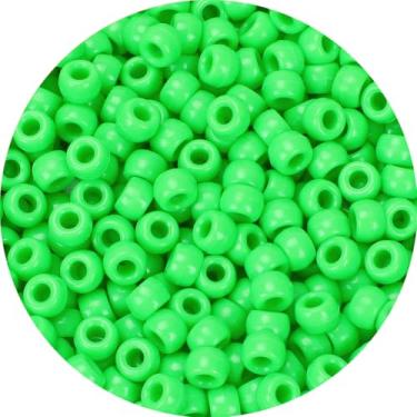 Imagem de IOOLEEM Contas de pônei (1000 peças de contas de pônei verde-claro), contas para fabricação de joias, artesanato, suprimentos de contas, materiais de artes e artesanato para fabricação de joias.