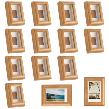 Imagem de Bucherry 12 porta-retratos pequenos, 5 x 7 cm, compatível com filmes Fuji Instax Mini 12/11/evo/41/40/99/se/9/9/9, 9, 8, 7, 7 polegadas, suporte para fotos de mesa em pé, decoração de Natal (madeira)