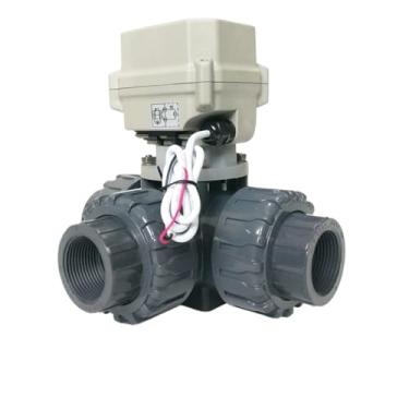 Imagem de DN50 5.1 cm UPVC L Type Valve 3 Way Metal Gears Electric Water Valve, DC12V AC24V Válvula de esfera motorizada com para fornecimento de piscina 1 peça (furo tipo L, BSP THREAD_AC24V_CR502)