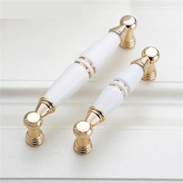 Imagem de Puxadores de armário brancos dourados puxadores de gaveta puxadores de porta de cozinha puxadores de móveis ferragens de porta de armário 1 peça (6107-simples)
