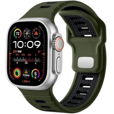 Imagem de EKSIL Pulseira de relógio esportivo, para Apple Watch Ultra 2/Ultra, masculina de 49 mm, 45 mm, 44 mm e 42 mm, pulseira de substituição de silicone compatível com IWatch Series SE 9 8 7(P)