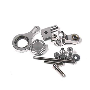 Imagem de AEHON Estabilizador de direção de amortecedor CNC para motocicleta, controle de segurança invertido linear com suporte para YZF R6 2006-2017 YZFR1 kit de montagem (suporte prata)