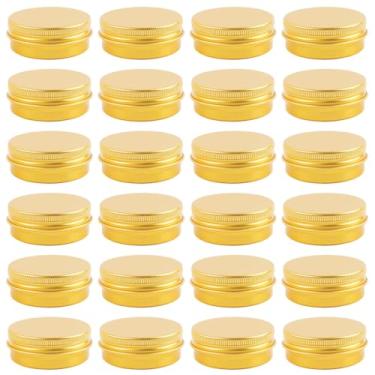 Imagem de ASUNFO 24 latas de alumínio redondas vazias com tampas, recipientes de 28,3 g com tampas para especiarias, bálsamos de pomada, bálsamo de barba, produtos de higiene pessoal, cremes, maquiagem