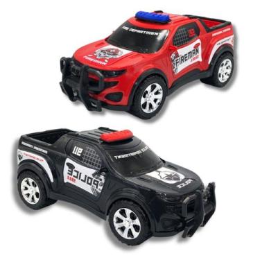 Imagem de Caminhonete de Polícia e Bombeiro Carrinho  Brinquedo Infantil Realist
