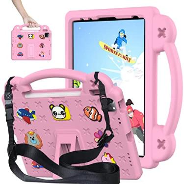 Imagem de Billionn Capa à prova de choque compatível com iPad 10ª geração, modelo 2022, capa infantil DIY com suporte para lápis/alça/suporte/alça de ombro/protetor de tela, rosa