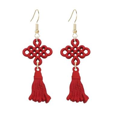 Imagem de coadipress Brincos de dança de leão para mulheres, estilo chinês, dragão, cabeça de animal, fogos de artifício, brincos de festa de ano novo, joias do festival da primavera, Medium, Metal, Sem pedra