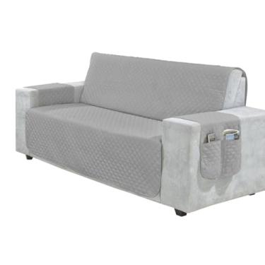 Imagem de Protetor de Sofá Matelado Ultrassônico com Porta-Objetos – Para 1, 2, 3 e 4 Lugares | Conforto, Proteção e Praticidade (CINZA,1 LUGAR/POLTRONA 50CM)
