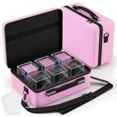 Imagem de Proijeut Caixa de baralho com estojo portátil, pacote com 6 caixas transparentes Commander Deck com 6 divisórias, comporta mais de 600 cartas de manga dupla, adequada para MTG, YuGiOh, TCG (rosa)