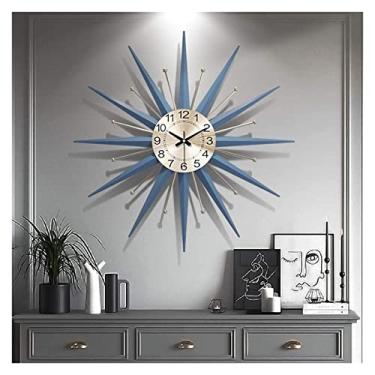 Imagem de Relógio de parede grande de metal, art déco, redondo, personalizado, mudo, sem tique-taque, para sala de estar, cozinha, quartos, escritório, café, bar