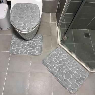 Imagem de Tapete Jogo De Banheiro 3 Pçs Liso (cinza)