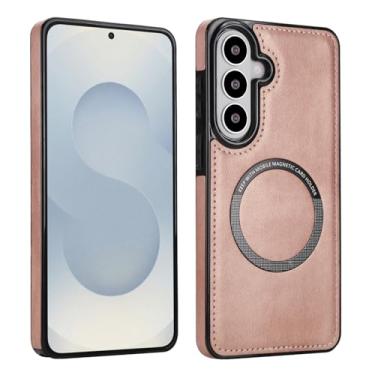 Imagem de Capa magnética fina para carregamento sem fio para Samsung Galaxy S26, capa híbrida fina com anel magnético para carregador sem fio, suporte magnético para carro e carteira, capa protetora à prova de