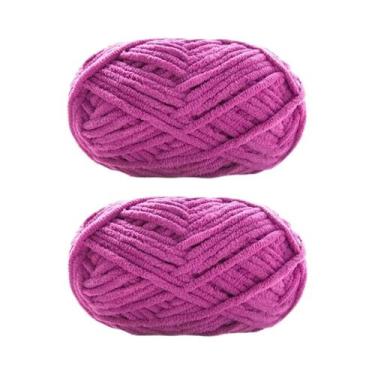Imagem de Fio De Veludo Grosso 2 Peças 50g Cada Lã Chenille Macia Para Tricô Art