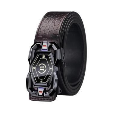 Imagem de Cinto Masculino Com Padrão De Crocodilo, Fivela Automática, Moda Casua