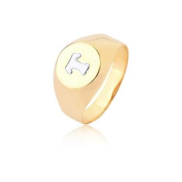 Imagem de Anel De Ouro Masculino Grande Letra 10k A92 - MAEHLER, 23, Dourado