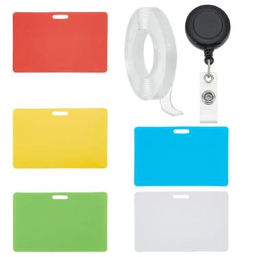 Imagem de GOMAKERER Conjunto de 10 suportes de marcador de raio-X, 5 cores, nome de cartão de identificação, incluindo 10 suportes de crachá de plástico e 2 rolos de fita adesiva dupla face acrílica para