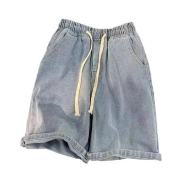Imagem de Bermudas De Denim Vintage Masculinas, Estilo Solto De Verão, Moda Hip-