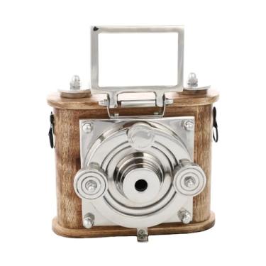 Imagem de HUB.ME - Câmera Fotográfica de Metal e Madeira, Cor Natural, Tamanho 18x11x22cm, Cromus.