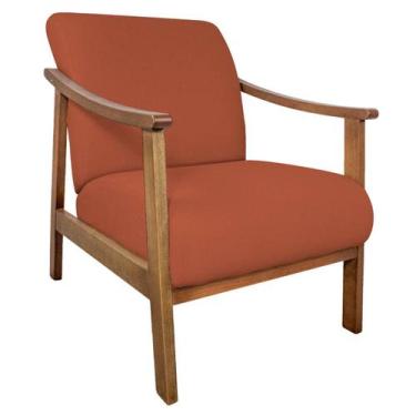 Imagem de Poltrona Liz Base Madeira Suede  - Doce Sonho Móveis, Terracota