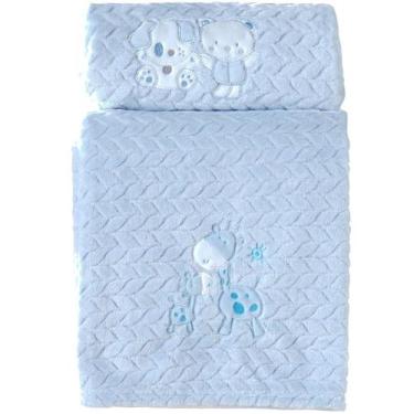 Imagem de Cobertor Bebê Fluffy 110x90 com Aplique Bordado - Tessi, Blue