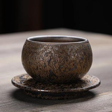 Imagem de Xícara de chá de cerâmica grossa, xícara principal, conjunto de chá de kung fu de cerâmica esmaltada ferrugem com capacidade de 70,9 g-A5