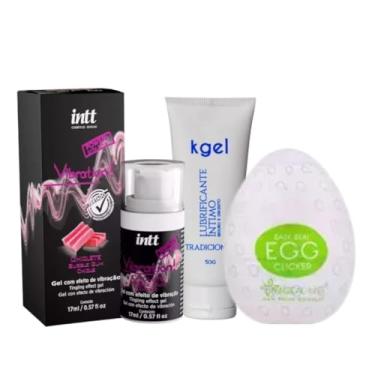 Imagem de Kit Bem-Estar Íntimo Adulto – Gel Cosmético com Sensação Refrescante 17ml + Lubrificante Íntimo 50g a base d'agua + Massageador Corporal Tipo Egg