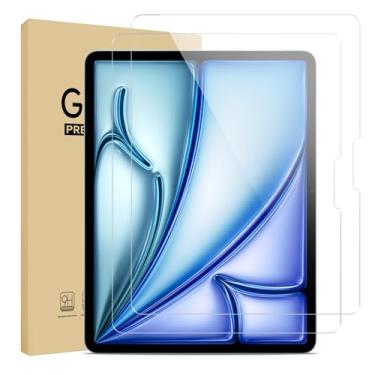 Imagem de Dwopar Pacote com 2 protetores de tela para Air 33.0 cm M3 2025/ M2 2024 e iPad Pro 33.0 cm M5 2025/ M4 2024, protetor de filme de vidro temperado HD, compatível com identificação facial antiarranhões