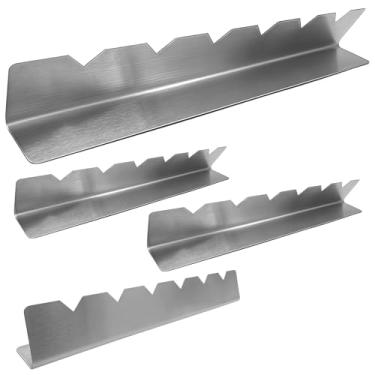 Imagem de LUMINFLY Suportes de espeto de churrasco, conjunto de 4 peças de aço inoxidável, grelha serrilhada, design empilhável de 30 cm, economia de espaço para carne e legumes