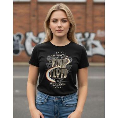 Imagem de Baby Look Pink Floyd The Dark Side Of The Moon Estilo Retro - NoBrand,