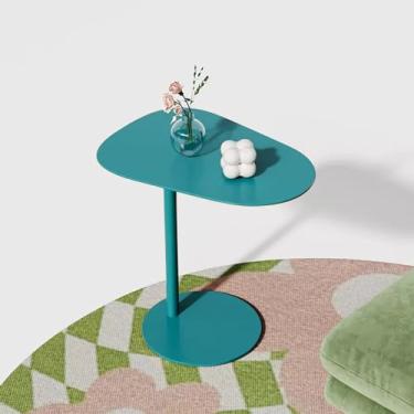 Imagem de Mesa de canto em forma de C para sofá deslizante embaixo - mesa lateral pequena para sala de estar, mesa lateral de sofá de quarto - móveis que economizam espaço