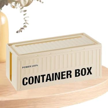 Imagem de Caixa organizadora de cabos de mesa, organizador de cabos grandes em forma de recipiente | Organizador de mesa à prova de poeira com tampa, contra surtos de dissipação de calor para soquete e