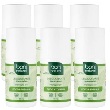 Imagem de KIT 06 BONI NATURAL DESODORANTE COCO E TORANJA VEGANO SEM ALUMINIO 55ML