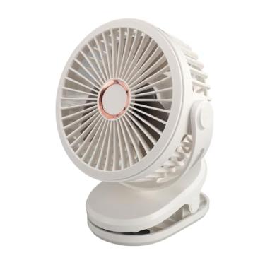 Imagem de CHEOTIME Ventilador de encaixe, ventilador alimentado por bateria USB de 10.000 mAH, ventilador de mesa pequeno de 17 cm com clipe de mesa, ventilador pessoal giratório de 360° para carrinho de golfe