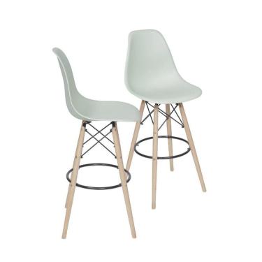 Imagem de Kit 02 Banquetas Boxbit Dkr Eames Pp Verde Claro Madeira