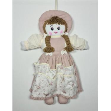 Imagem de Boneca De Pano Porta Fralda Menina Rosê Nude Floral - PolyBaby