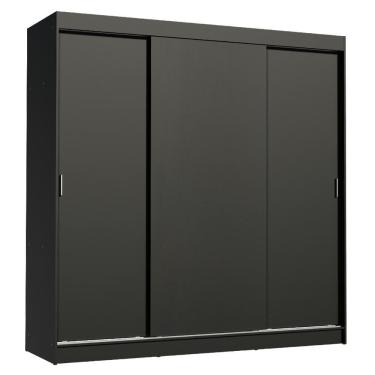 Imagem de Guarda Roupa Casal Reno 3 Portas de Correr Preto Madesa