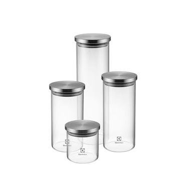 Imagem de Potes Herméticos Electrolux de Vidro Porta-Mantimentos com Tampa Inox 4 Unidades NA