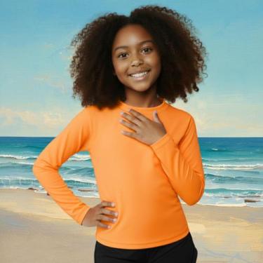 Imagem de Camisa Térmica Infantil Menina Manga Longa Proteção Solar Segunda Pele