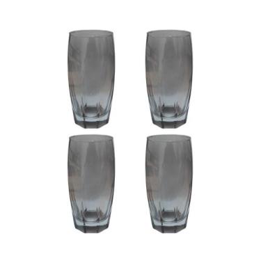 Imagem de Copos de Vidro 370ml Cinza Florida Agua Suco Vinho 4 Unidade - PRATICA