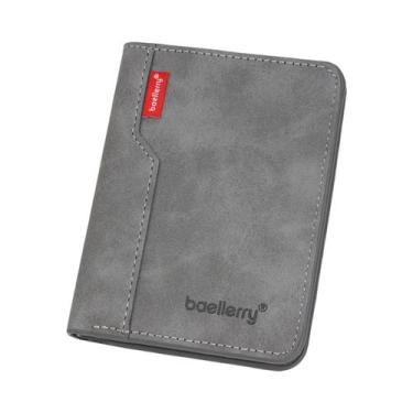 Imagem de Carteira Masculina De Couro PU Fosco Com Dois Compartimentos, Porta-Ca