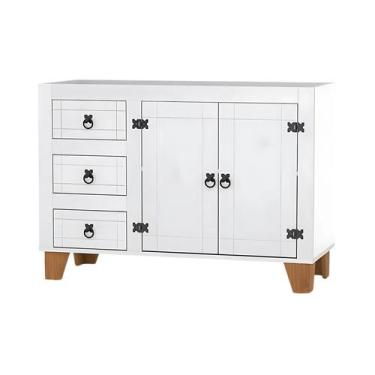 Imagem de Balcão Cozinha Gabinete Pia Madeira Maciça Branco - moblix