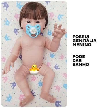 Imagem de Boneca Bebê Mamãe Reborn Menino + Chupeta de Imã Cor:Castanhos, Castan