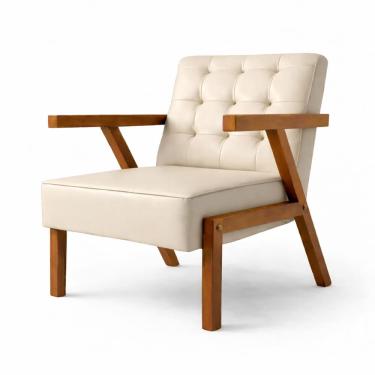 Imagem de Conjunto 2 Poltronas Corino Zara Capitone Moderna Decorativa Braços Assimétricos 64cm Para Sala Escritório