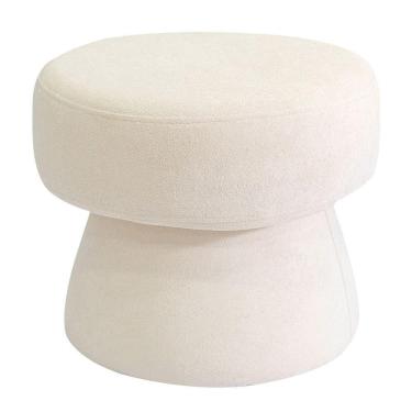 Imagem de Puff Decorativo Redondo Liz Sala De Estar Bouclé Off White - Nexta Casa