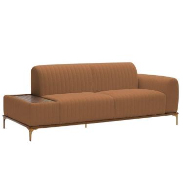 Imagem de Sofá Molino 3 Lugares 210cm C/mesa Auxiliar Direito Pés Ouro.f Bouclé Terracota - Nexta...