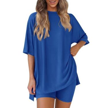 Imagem de Conjunto Feminino de Moletom em 2 Peças PRETTYGARDEN Azul Royal M