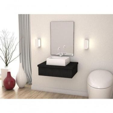 Imagem de Conjunto Bancada E Espelheira Ktme602 Nogal Preto ônix - COMPACE