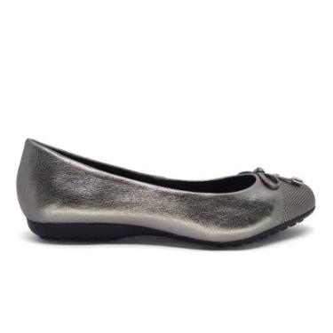 Imagem de Sapatilha Bottero Couro Bico Redondo Laço Frontal Metalizada-Feminino